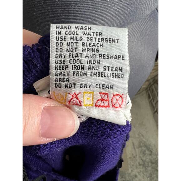 Sweater Dress beaded embellished glam 1980s shoulder pads purple - Picture 10 of 12